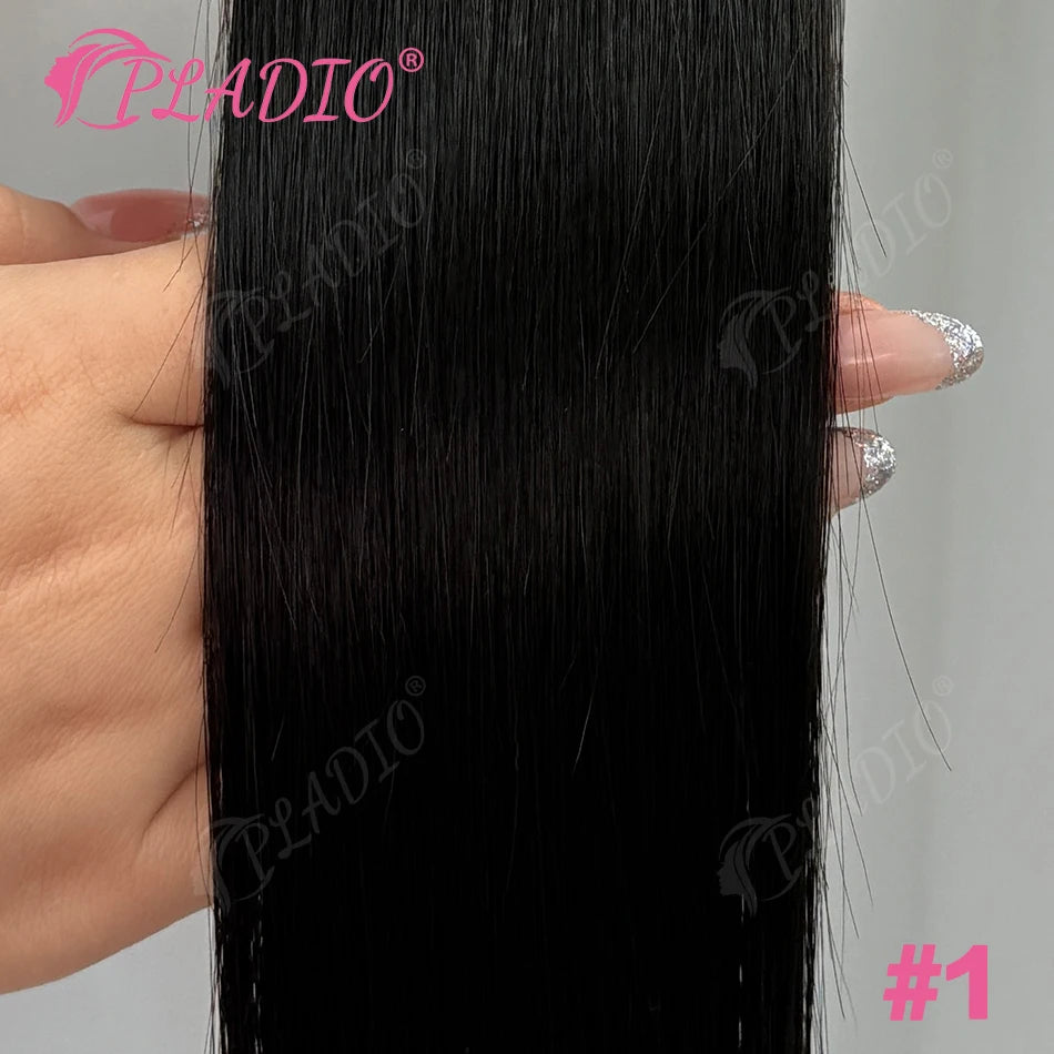Straight Brazilian Remy human hair wrap-around ponytail extension with clip-in attachment, 12–28 inch lengths