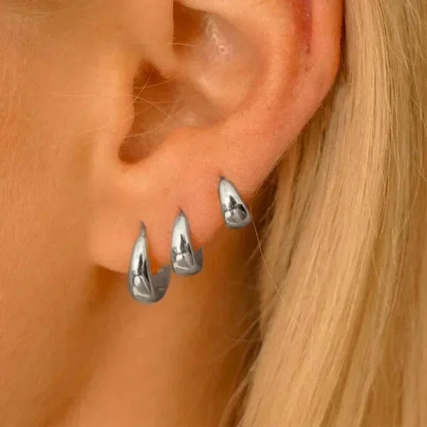8-piece set of trendy crystal huggie hoop earrings for women by HSF Marketplace