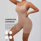 FLARIXA full-coverage bodysuit shapewear with wide shoulders and thigh-slimming seamless body shaper design