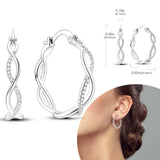 925 sterling silver hoop earrings with zirconia accents, hypoallergenic jewelry for women and girls