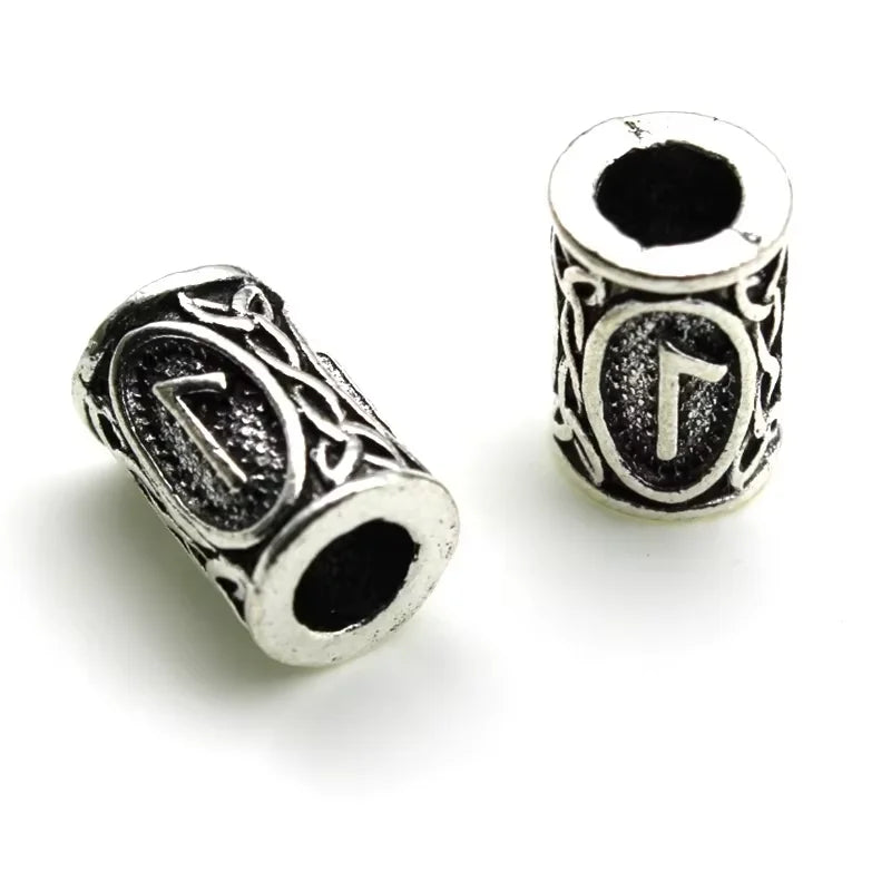 10Pcs/Lot Viking Rune Beads Alloy Tube Spacer Beads Hair Braid Beard Dreadlock Beads Knife Beads Pendant for DIY Jewelry Making