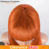 Long straight ginger #350 human hair wig by HSF Marketplace, Brazilian Remy full machine-made cosplay wig for women.