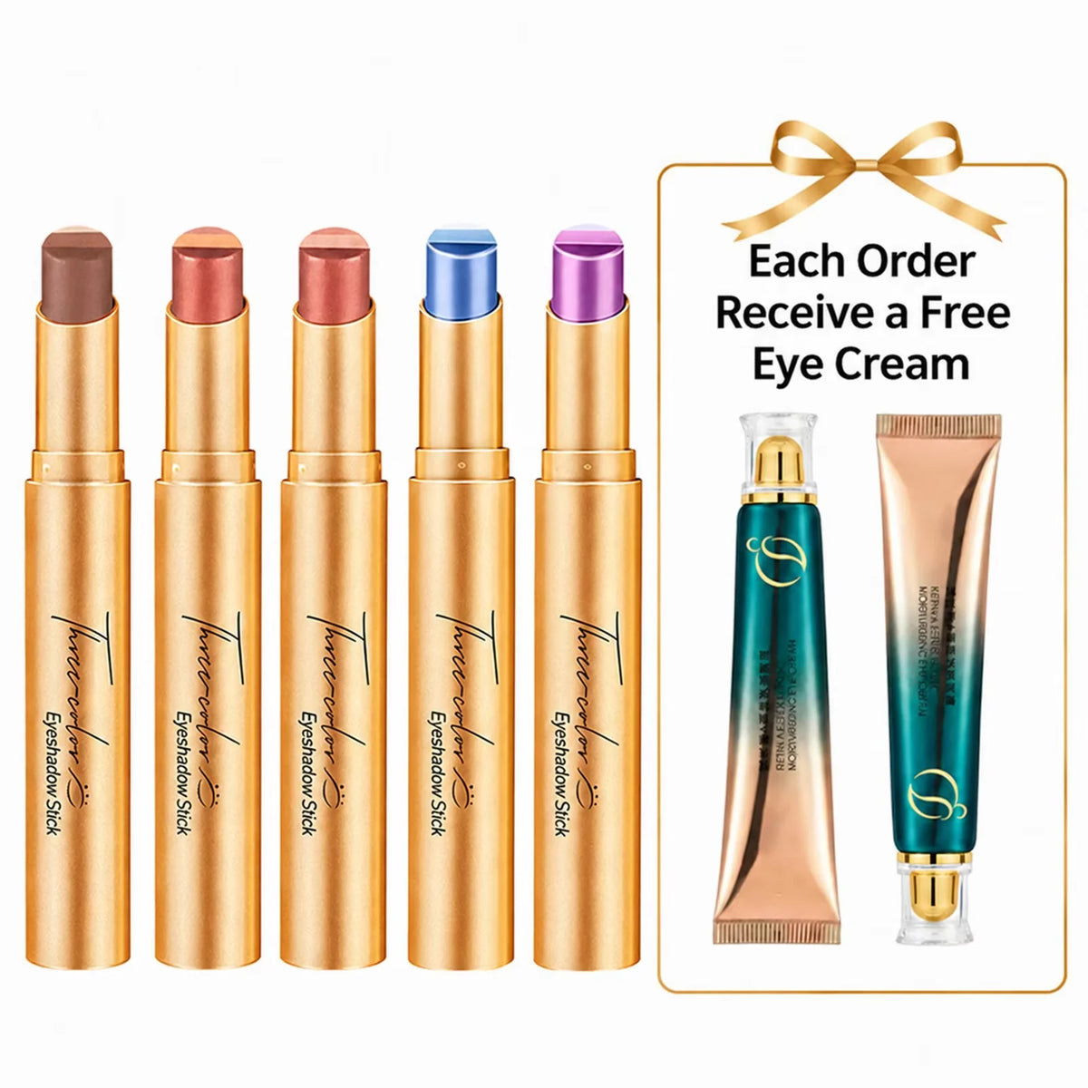 HSF eyeshadow stick in three colors, blendable highly pigmented waterproof eye makeup pencil set
