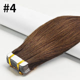 Straight seamless skin weft tape-in Remy human hair extensions, 20-piece set in natural black by HSF Marketplace