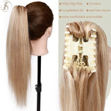TESS Brazilian human hair claw clip-in ponytail extension, 14-22 inches, natural black blonde hairpiece