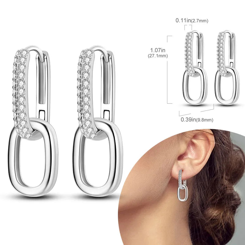 925 sterling silver hoop earrings with zirconia, hypoallergenic jewelry for women and girls
