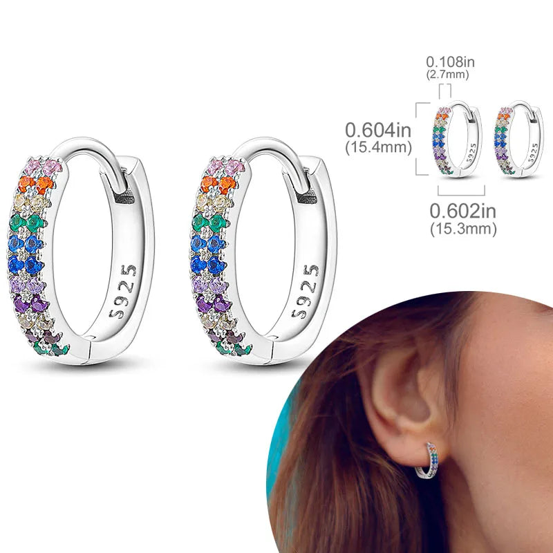 925 sterling silver hoop earrings with zirconia, hypoallergenic jewelry for women and girls
