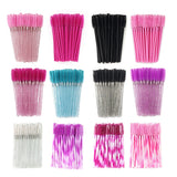 50-piece HSF Marketplace eyelash brush set for lash extensions and makeup, disposable spoolie brushes displayed.