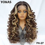Latisha Lace Frontal Wigs 13x6 Synthetic High Temperature Fiber HD Lace Frontal Wigs 24 Inch Loose Curls Lace Wig For Afro Wome