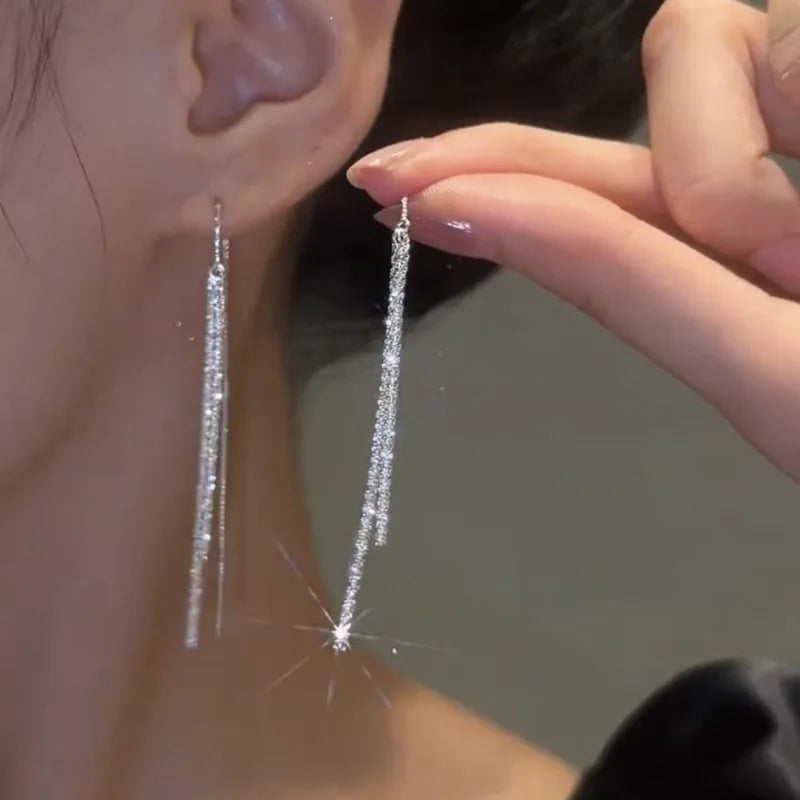 Long tassel dangle earrings for women in trendy Korean style, HSF Marketplace jewelry