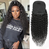 Human Hair Kinky Straight Drawstring Ponytail Extension, 12-24 Inch Yaki Straight Clip-In by HSF Marketplace