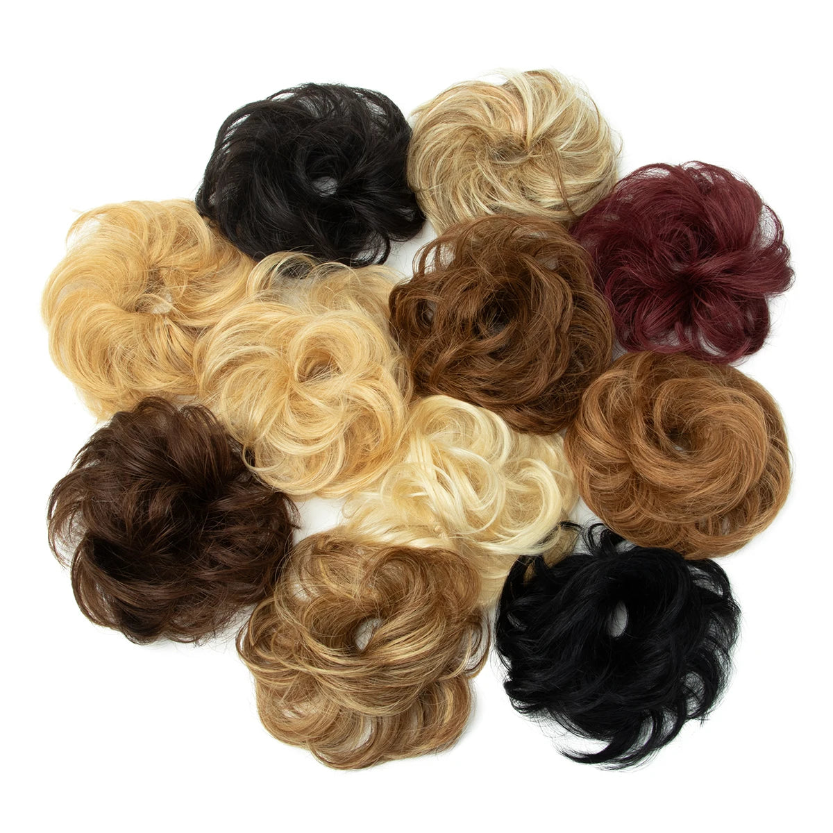 Elegant messy bun hairpiece with curly waves, real human hair ponytail extension for women, HSF Marketplace