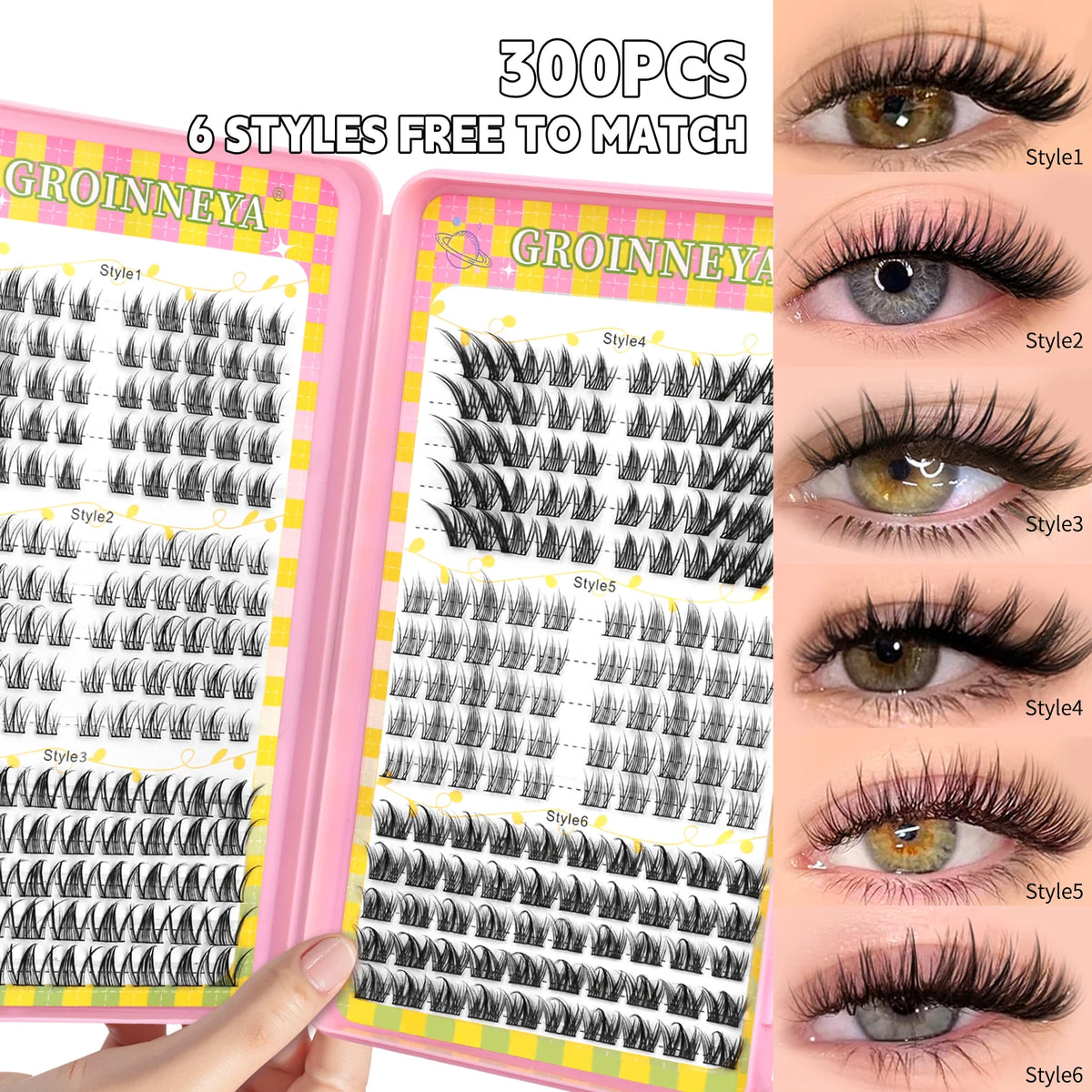 Natural eyelash clusters, 320-piece volume mixed tray false lashes by HSF Marketplace