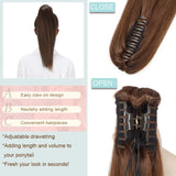 SEGO claw clip straight ponytail extension in blonde brown human hair, 105g-120g