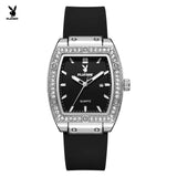 PLAYBOY Woman Elegant Date Quartz Wristwatch Waterproof Luminous Diamond Bezel Watches for Woman Luxury Original Brand Reloj