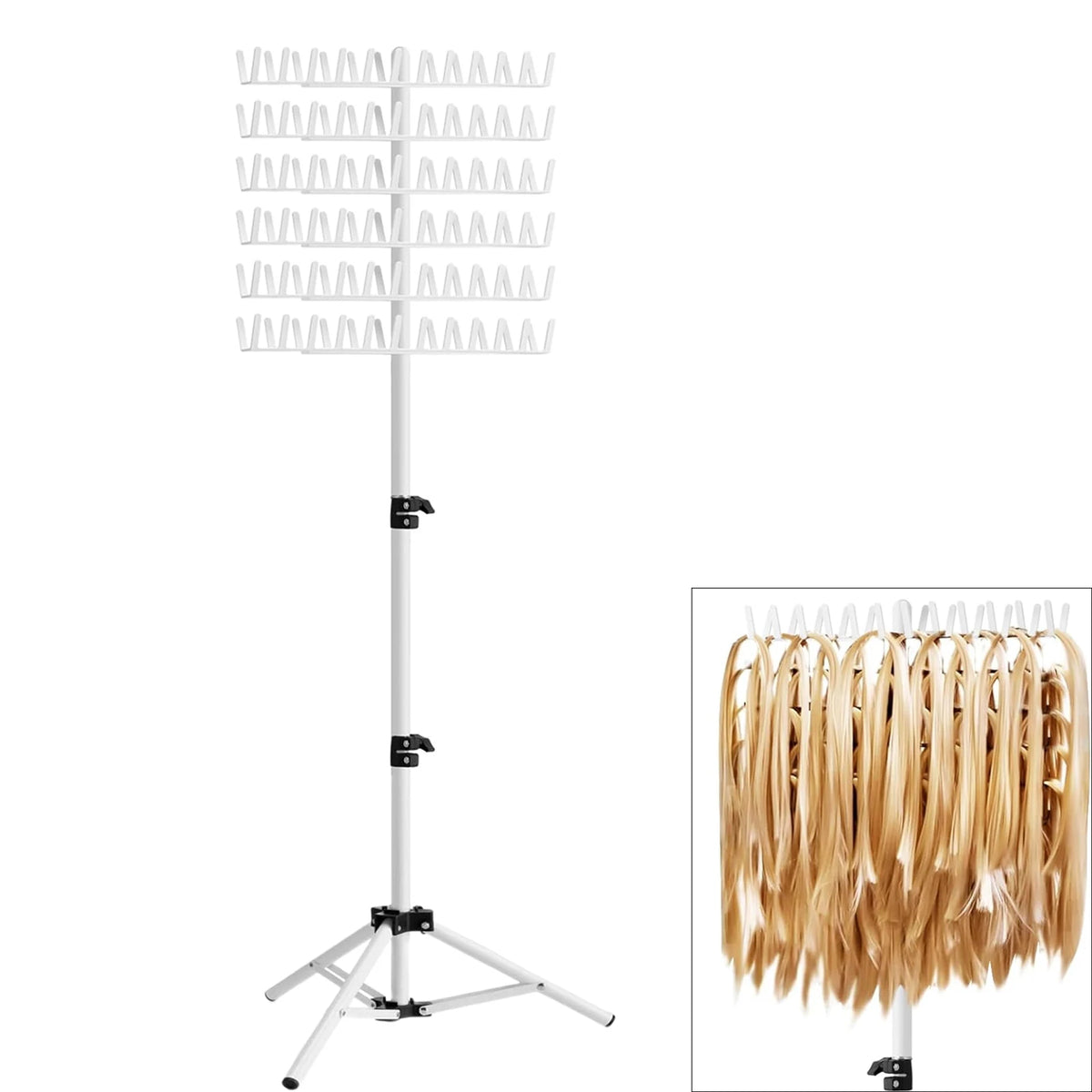 Hair Braiding Rack 2 Sided Hair Racks for Braiders Standing Height Adjustable Braid Rack Hair Extension Holder for Salon Home