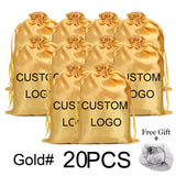 20-piece soft satin wig storage bags for hair extensions, customizable design by HSF Marketplace