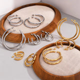 Waterproof gold-plated chunky circle hoop earrings for women by HSF Marketplace