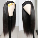 HSF Marketplace glueless straight human hair headband wig for women, black hair with headband front