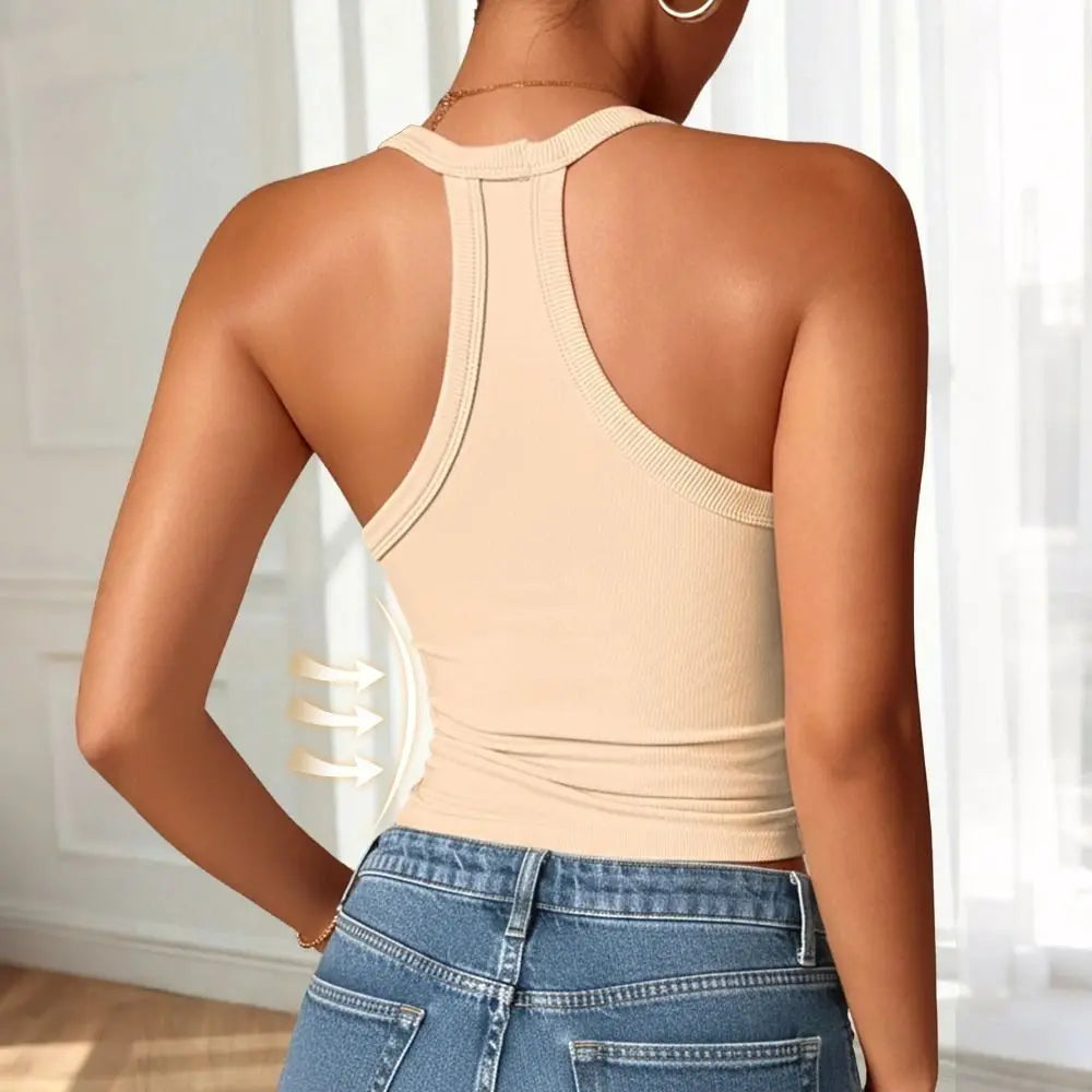 Women's breathable V-neck vest with built-in bra for all seasons by HSF Marketplace