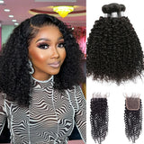 12A Highlight Ombre Curly Bundles Human Hair With Closure Ombre Blond Brown Vietnamese Kinky Curly Virgin Hair With 4x4 Closure