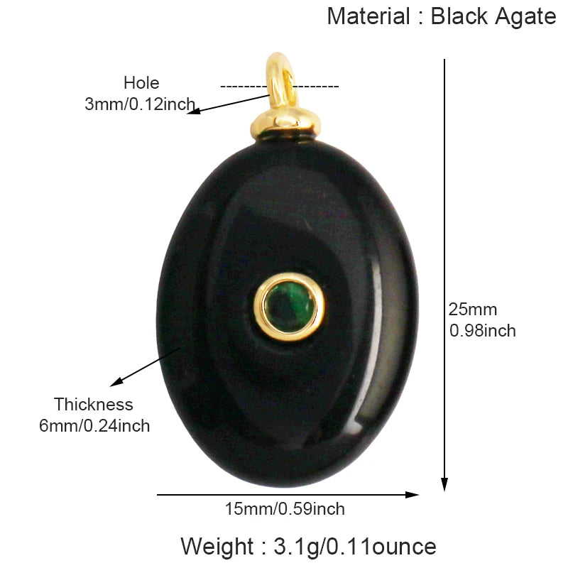 Gold-plated jewelry pendant featuring Jade Agate, Amethyst, Amazonite, Water Grass, and Lapis Lazuli stones for necklace craft making.