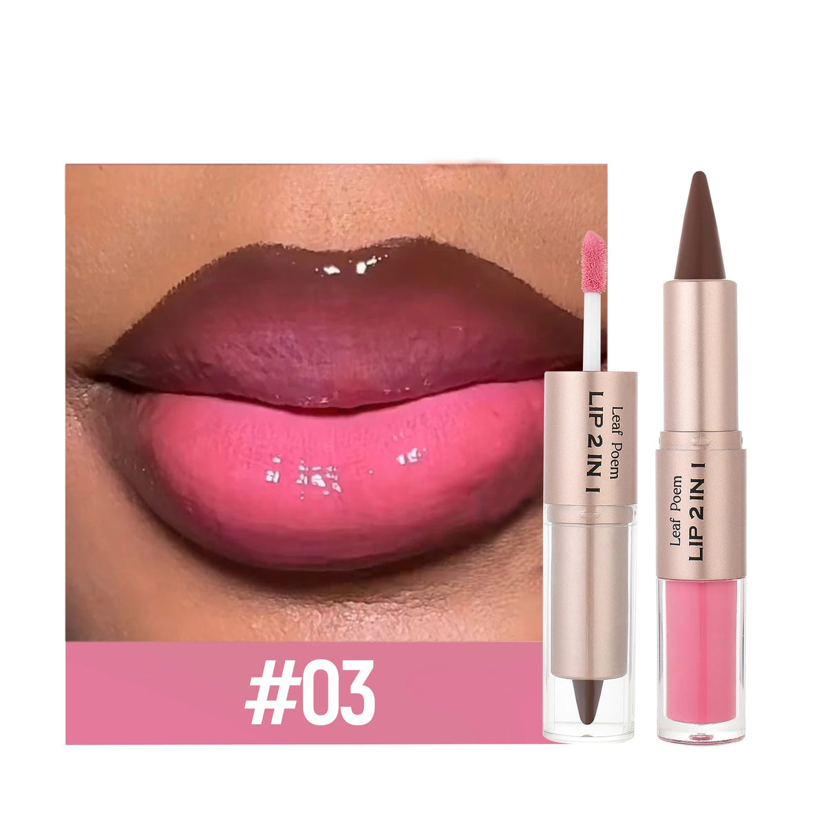 Black and brown tapered lip liner and lip gloss set with double-ended mirror, plumping lip glaze, and red lip tint from HSF Marketplace.