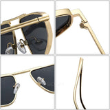 Polygon metal cat eye sunglasses for women with gradient shades and UV400 protection, stylish fashion accessory.