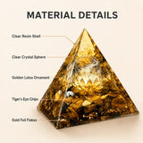 Orgonite Pyramid Tiger Eye Stone Golden Lotus Crystal Sphere Reiki Chakra Healing Meditation Home Desk Decor Resin Craft Gift