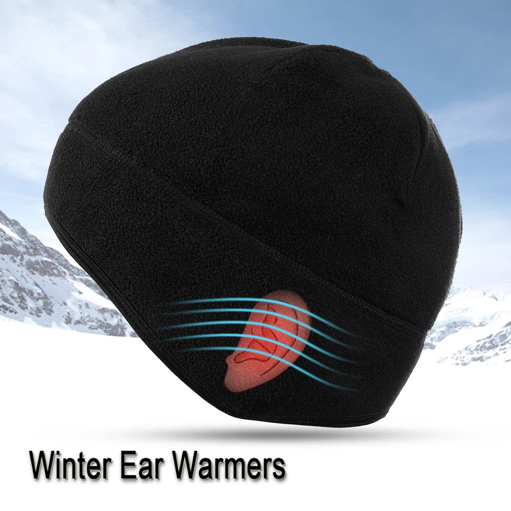 Women's HSF fleece beanie hat with windproof ear cover for skiing, snowboarding, and winter warmth