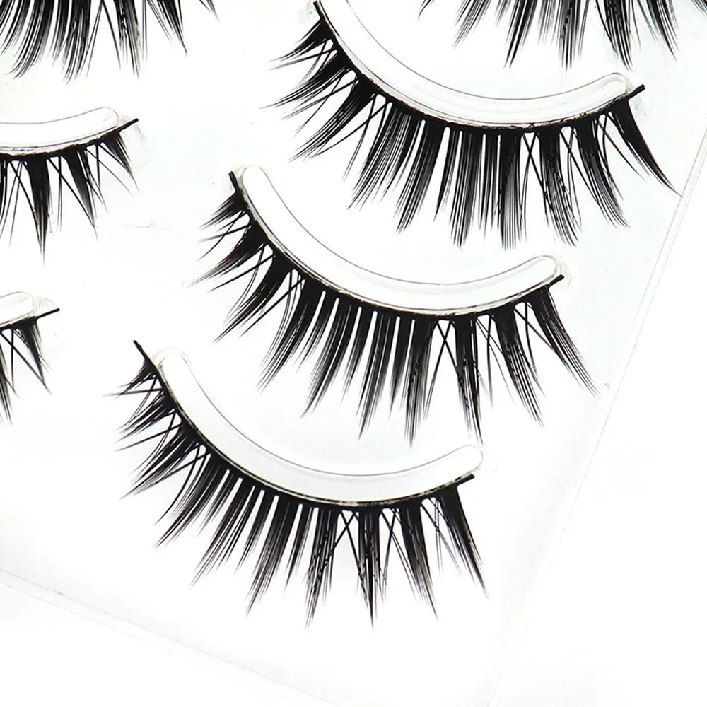 Set of 5 pairs of handmade false eyelashes, long and thick, for natural or cosplay makeup looks, by HSF Marketplace.