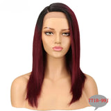 Human hair lace wig with straight side part, ombre color, for Black women, by HSF Marketplace, featuring a natural Remy human hair bob style