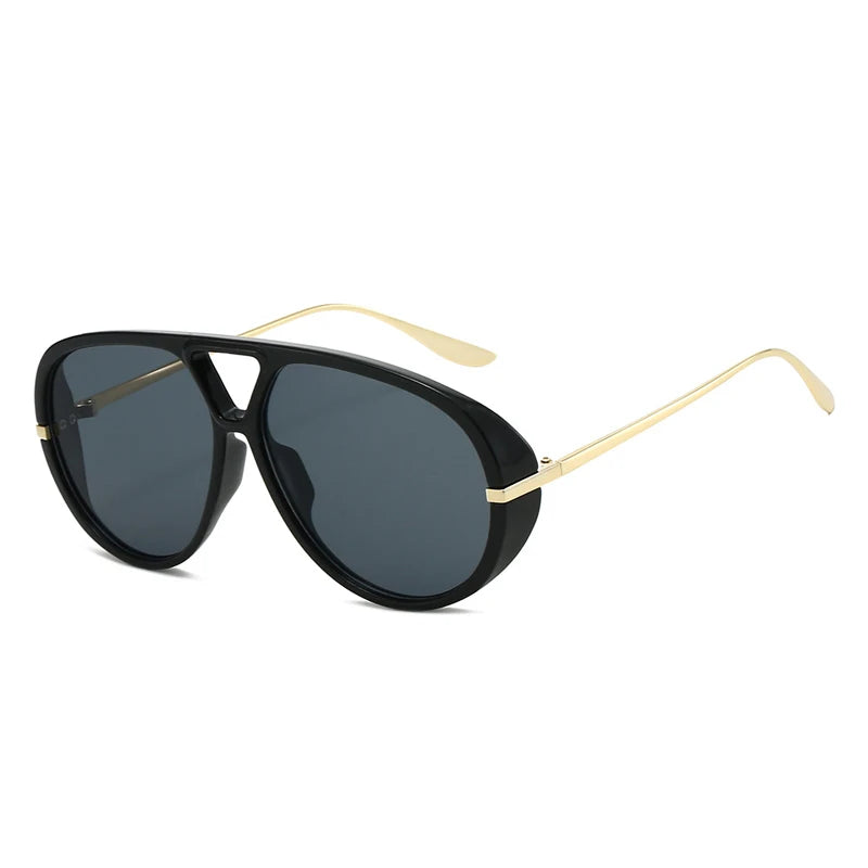Oversized women's pilot sunglasses with double bridge, retro candy color gradient, UV400 UV protection, stylish punk design, HSF Marketplace.