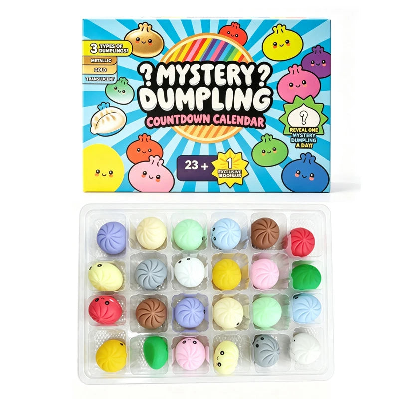 24-day Christmas advent calendar with dumpling squishy sensory toy for slow-rise stress relief by HSF Marketplace