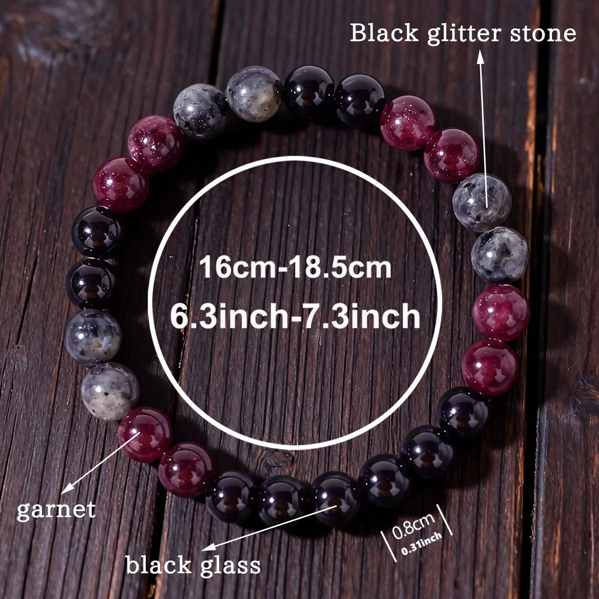 Black Glitter Stone Bracelet For Women Garnet Natural Stone Beads Elastic Chain Bangle Men Fashion Party Jewelry Gift