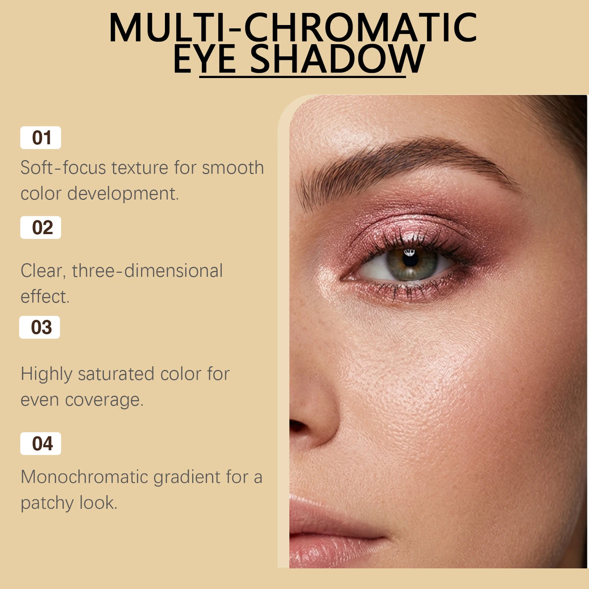 Rose gold shimmer eyeshadow palette with colorful natural glow shades in a portable compact for travel, office, or parties