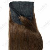 Silky straight human hair clip-on ponytail extensions in natural Remy hair for women
