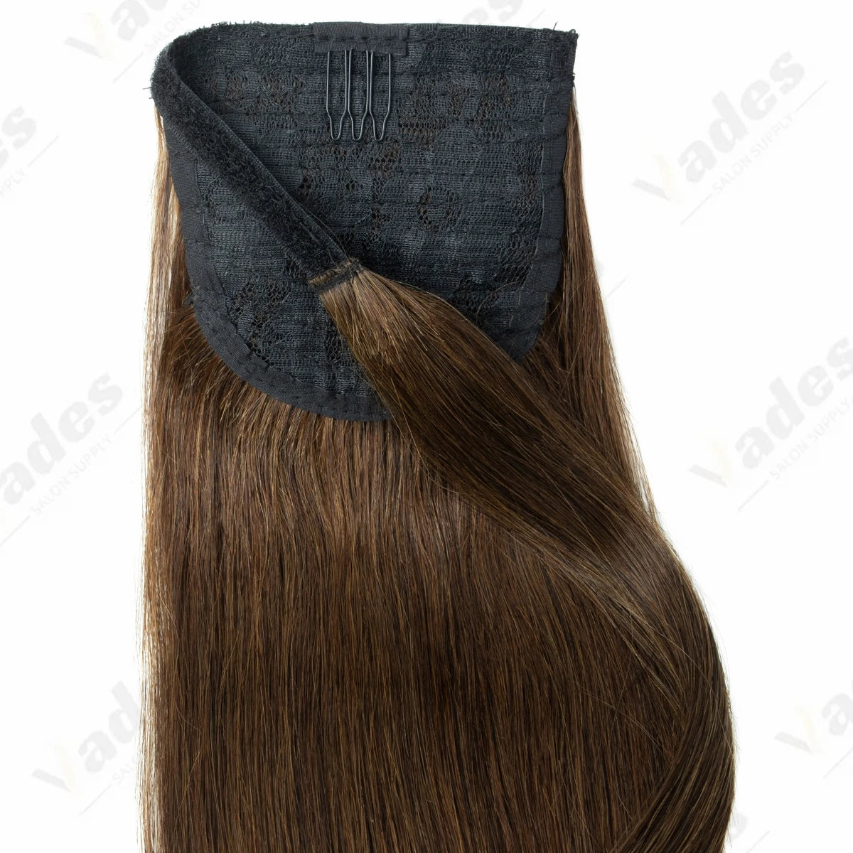 Silky straight human hair clip-on ponytail extensions in natural Remy hair for women