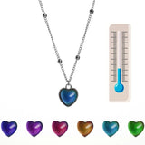 Thermochromic mood monitor heart pendant necklace by HSF Marketplace, color-changing jewelry for women and girls.