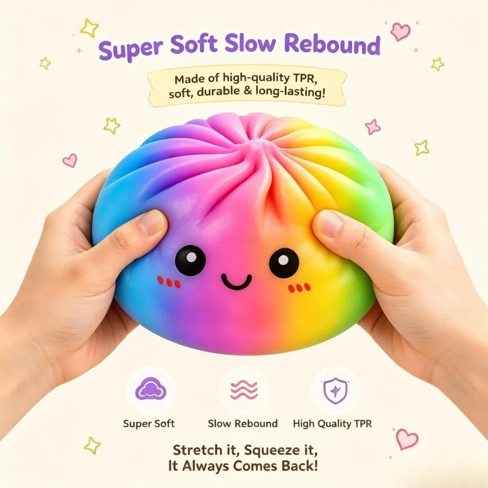 16cm Extra Large Big Dumplings Squeeze Toy Glitter with Steamer Steamed Stuffed Bun Squeeze Pinch Le Fidget Soft