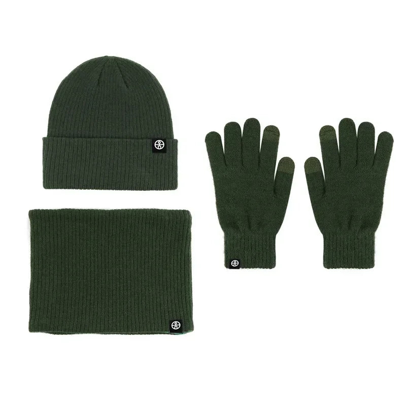 Cozy HSF Marketplace women's winter beanie hat, gloves, and snood scarf set in a warm knit design