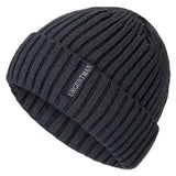 URGENTMAN unisex warm winter beanie hat with plush fur lining and thick knitted design in a casual style