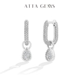 2026 ATTAGEMS full synthetic moissanite water drop pendant hoop earrings for women