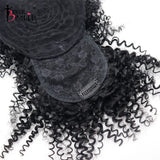 Ponytail Human Hair Mongolian Afro Kinky Curly Drawstring Ponytails With Bangs Clip In Extensions For Women Ever Beauty Remy