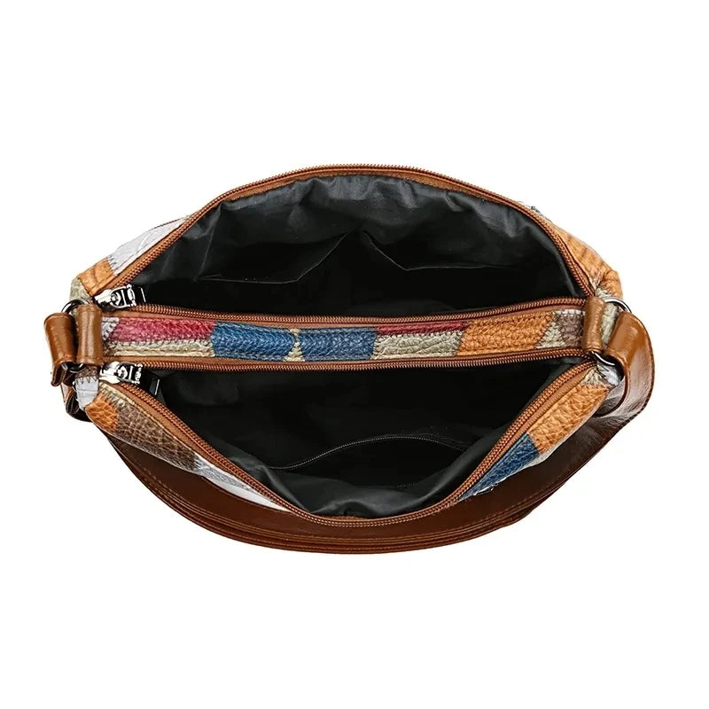 Women's vintage crossbody handbag with multi-pockets, trendy retro design, and all-match style, perfect for daily use.