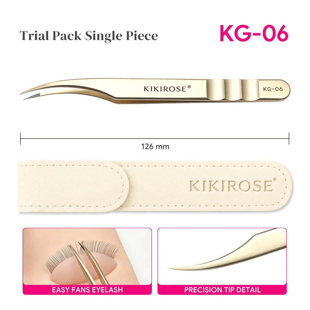 HSF Marketplace KIKIROSE precision lash applicator tweezers for false eyelash extension clusters, stainless steel salon makeup tool
