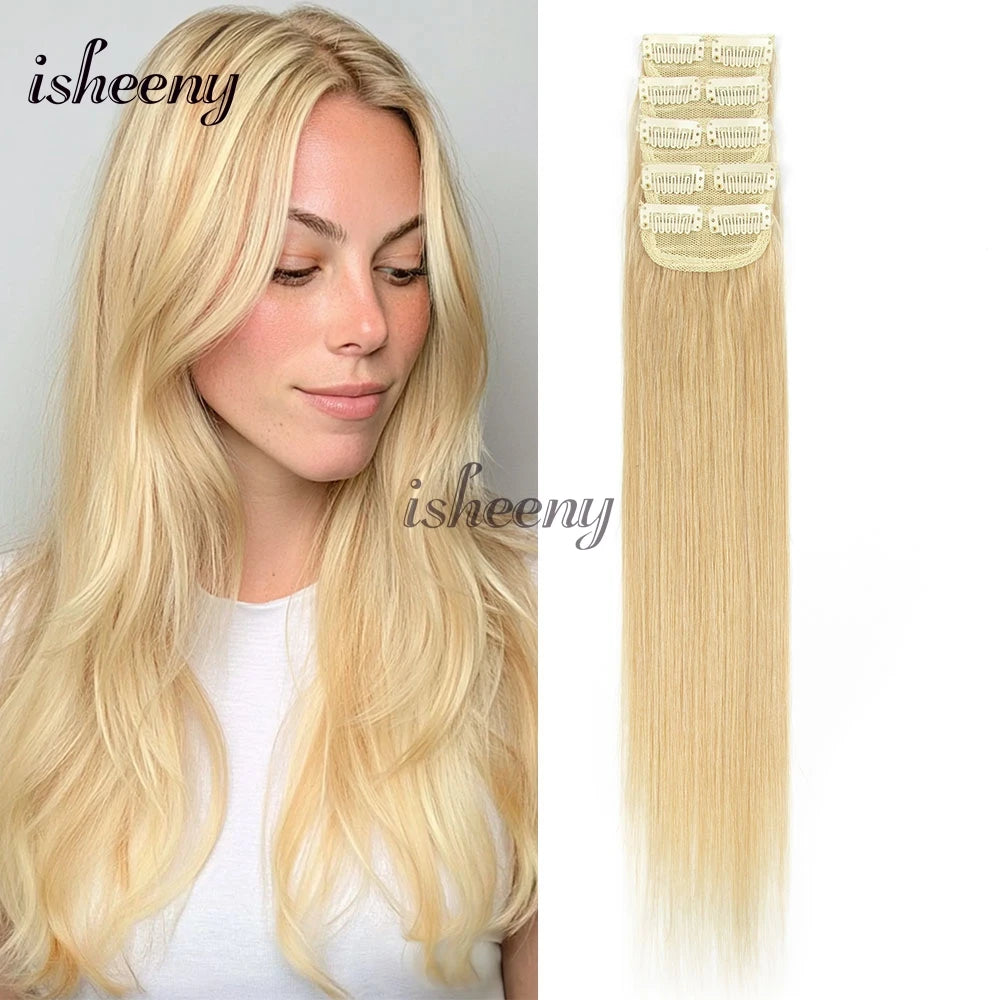 Invisible clip-in real human hair extensions, 5-piece pack with mini clips and 2-clip wefts, 12–18 inch Remy hair