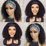 Brazilian kinky curly glueless human hair headband wig, short bob full machine-made style for women