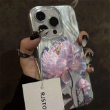 Pink peony lotus print phone case for iPhone models by HSF Marketplace