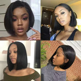 Short straight bob wig, 200% density 13x4 HD lace frontal human hair wig, pre-plucked for Black women